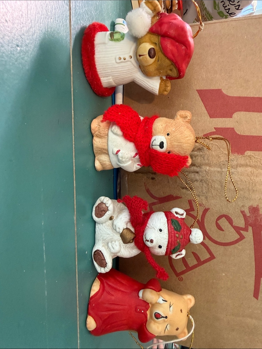 Festive Bear Ornament Set - Red and White Holiday Accents